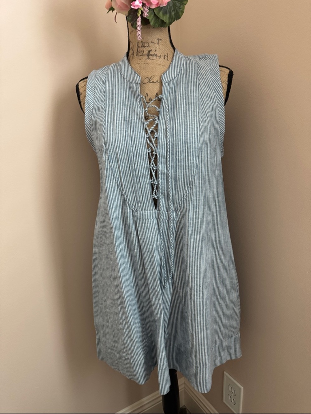 Cotton Free People blue and white striped tunic/ dress.